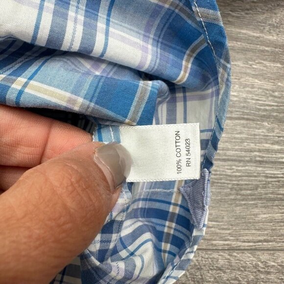 Banana Republic Soft Wash Dress Shirt Men's Large Blue Plaid Button Up Preppy - Picture 5 of 13